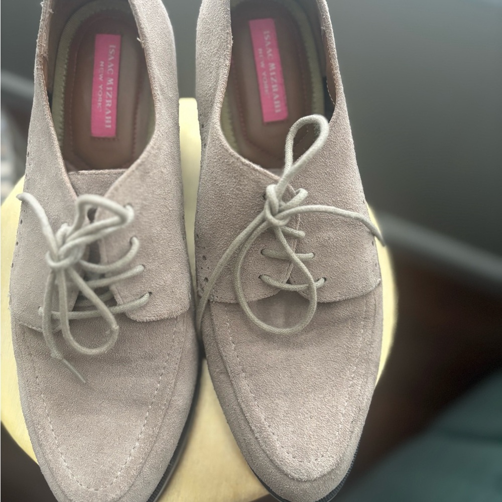 Isaac Mizrahi Taupe Suede Oxfords